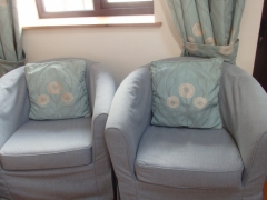 Comfy chairs in the Tamar room at Forda Farm Bed and Breakfast, Thornbury, Holsworthy, N Devon, EX22 7BS.
