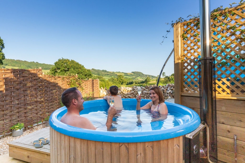 relax in the wood fired hot tub