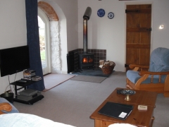 Cosy lounge with log burner